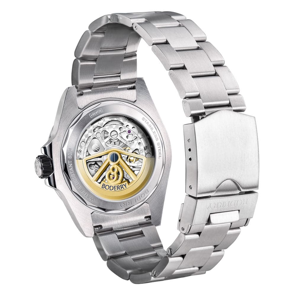 Mens Skeleton Automatic Watch | Stainless Steel Straps-Boderry Urban Boderry Watches