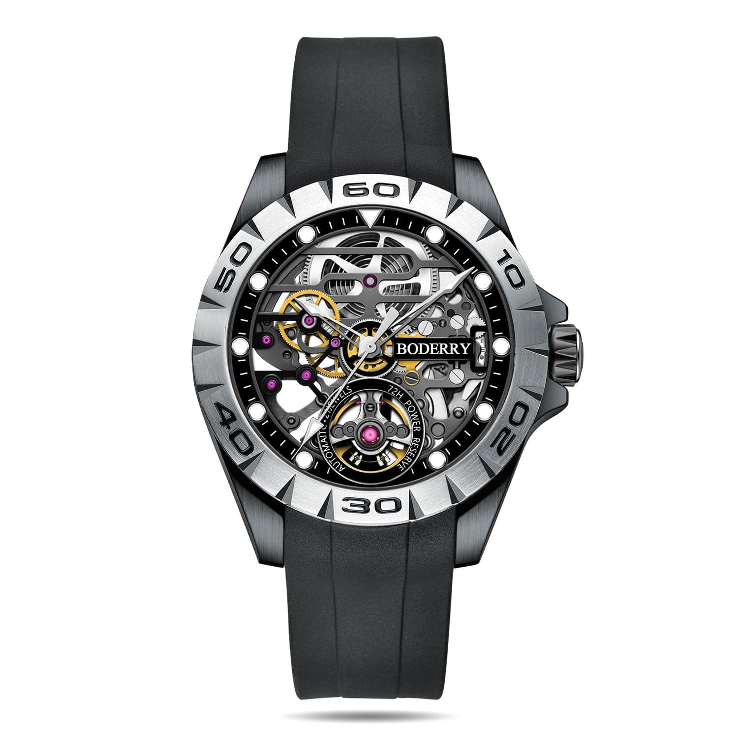 URBAN SKELETON(BLACK CASE)- 3-Hand Hi-beat(28,800 bph) with 72 hrs Power-reserve Automatic Watch