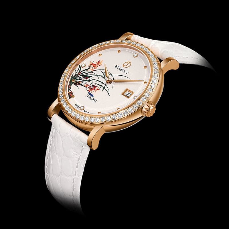 Women Watch | Orchid Gold Case Watch-Boderry Flower Boderry Watches