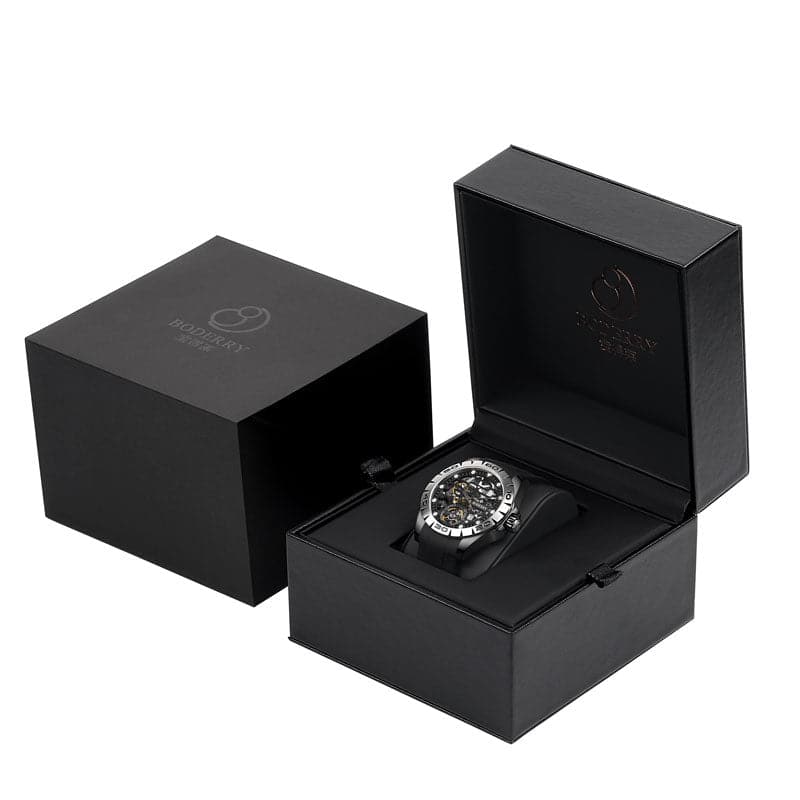 Men's Skeleton Automatic Watch | Black Case/Rubber-Boderry Urban Boderry Watches