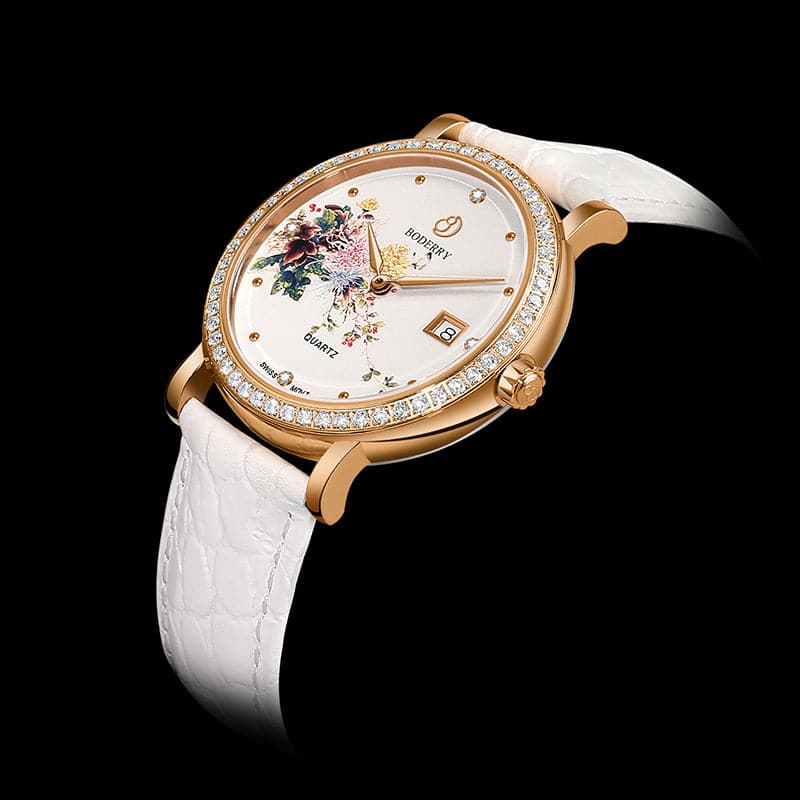 Women Watch | Chrysanth Rose Gold Case Watch-Boderry Flower Boderry Watches