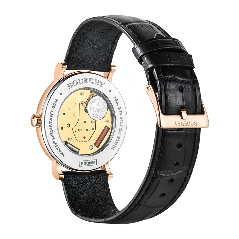 Mens Quartz(Swiss Movement) Watch | Rose Gold Case/Grey Dial-Boderry Elegant II Boderry Watches