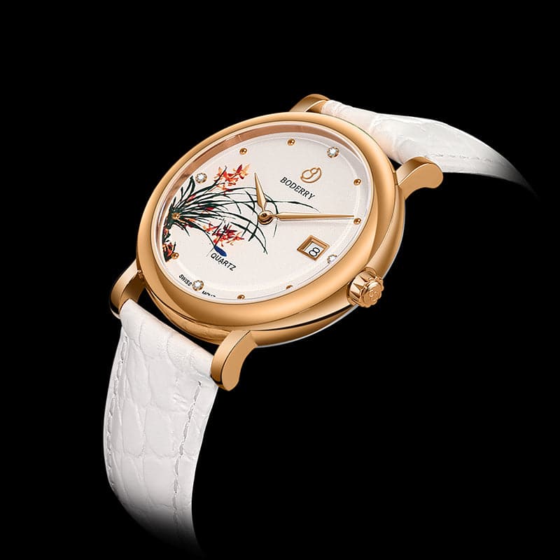 Women Watch | Orchid Gold Case Watch-Boderry Flower Boderry Watches