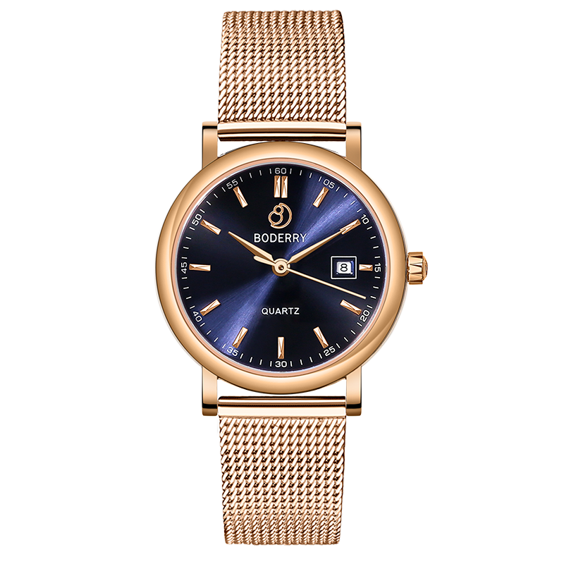 CLASSIC 36MM - Swiss Quartz Movement Watch | Rose Gold & Blue