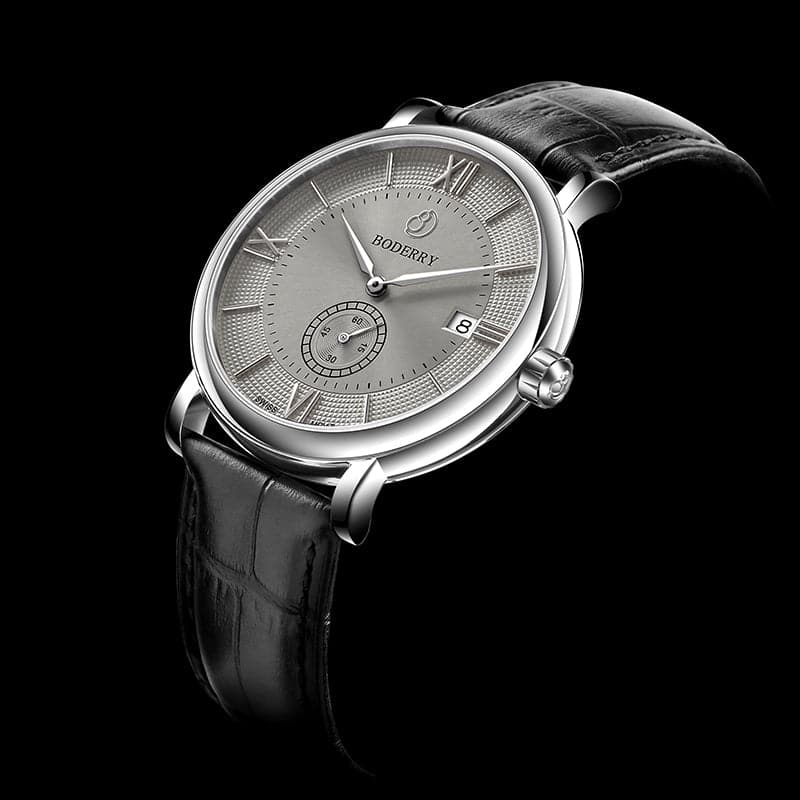 Mens Quartz(Swiss Movement) Watch | Silver/Grey Dial -Boderry Elegant Boderry Watches