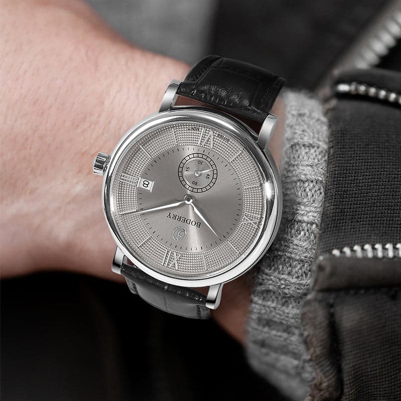 Mens Quartz(Swiss Movement) Watch | Silver/Grey Dial -Boderry Elegant Boderry Watches