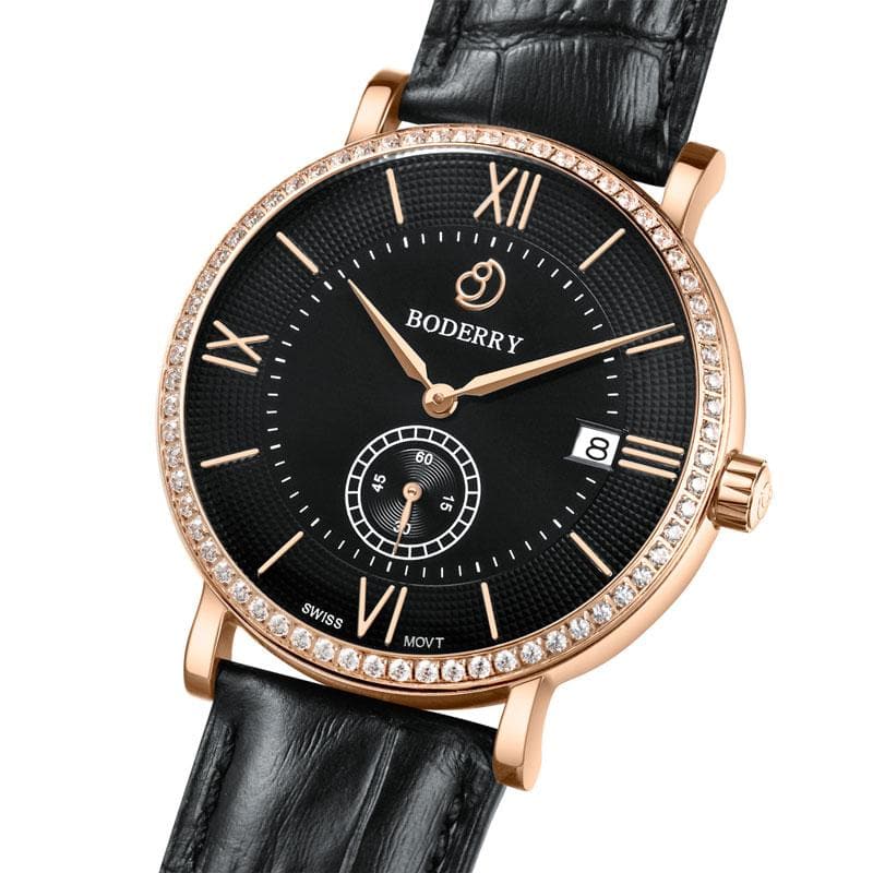 Mens Quartz(Swiss Movement) Watch | Rose Gold/Black Dial-Boderry Elegant II Boderry Watches