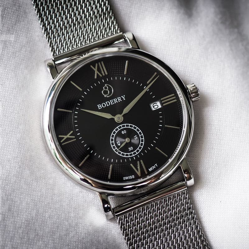 Mens Quartz(Swiss Movement) Watch | Black Dial -Boderry Elegant Boderry Watches