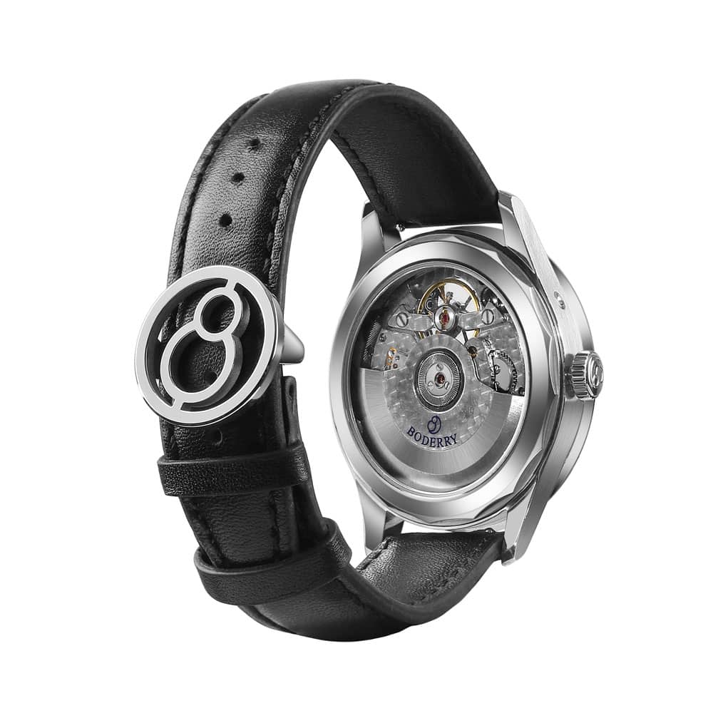 THE CHECKMATE - Complication Automatic Watch with Date,Day,Month Display -Turquoise & Leather Strap