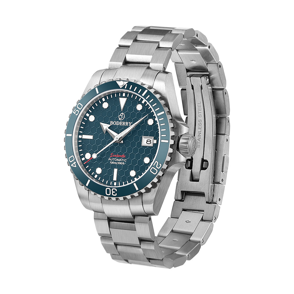 SEATURTLE.OCEAN(TITANIUM) - Automatic Titanium Diver Watch | Sea Blue/Ti-bracelet