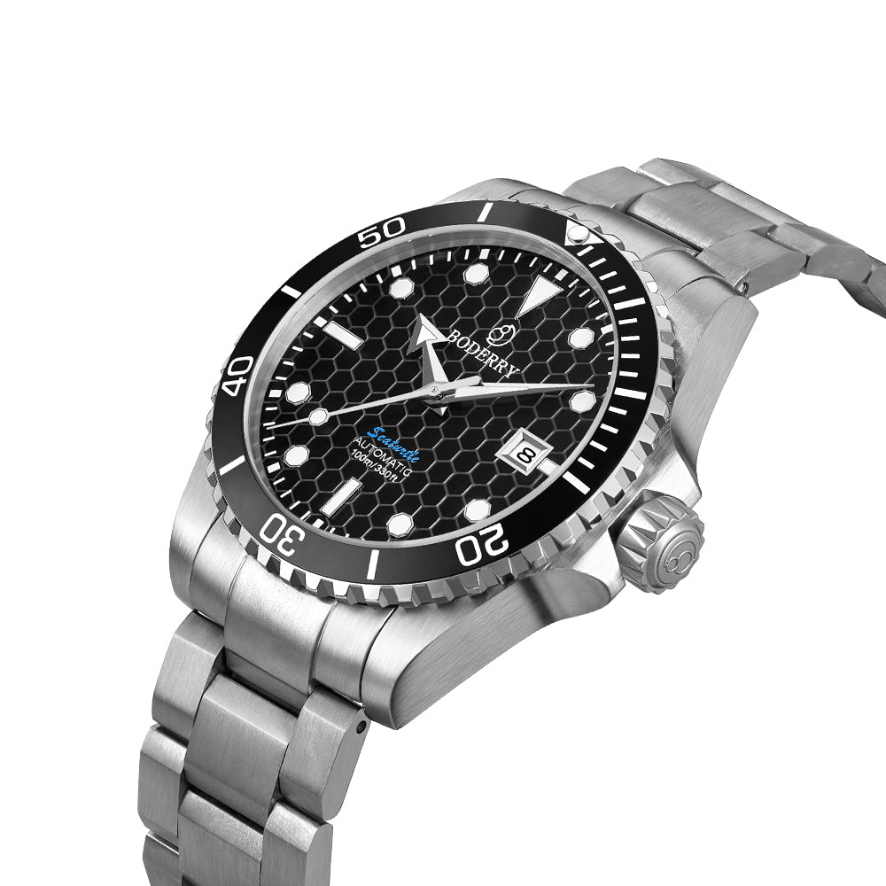 SEATURTLE.OCEAN(TITANIUM) - Automatic Titanium Diver Watch | Black/Ti-bracelet