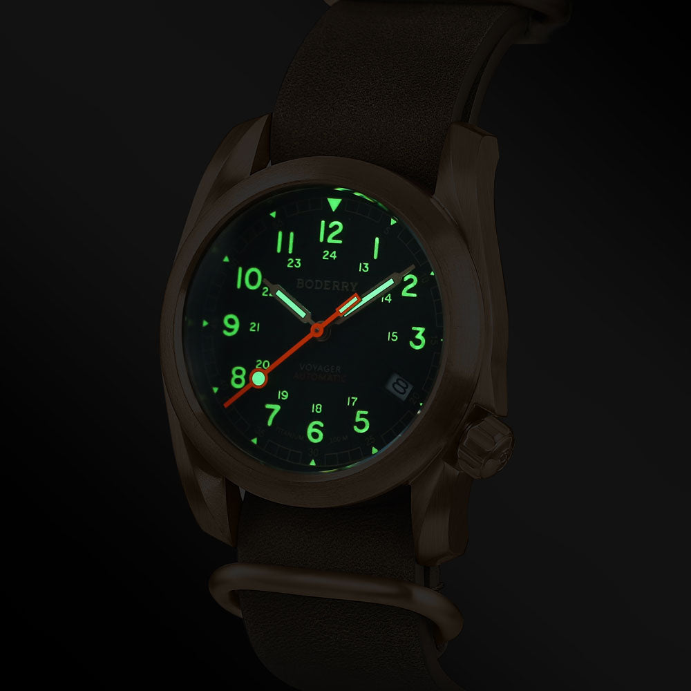 VOYAGER - 100M Waterproof Bronze Automatic Field Watch | Black