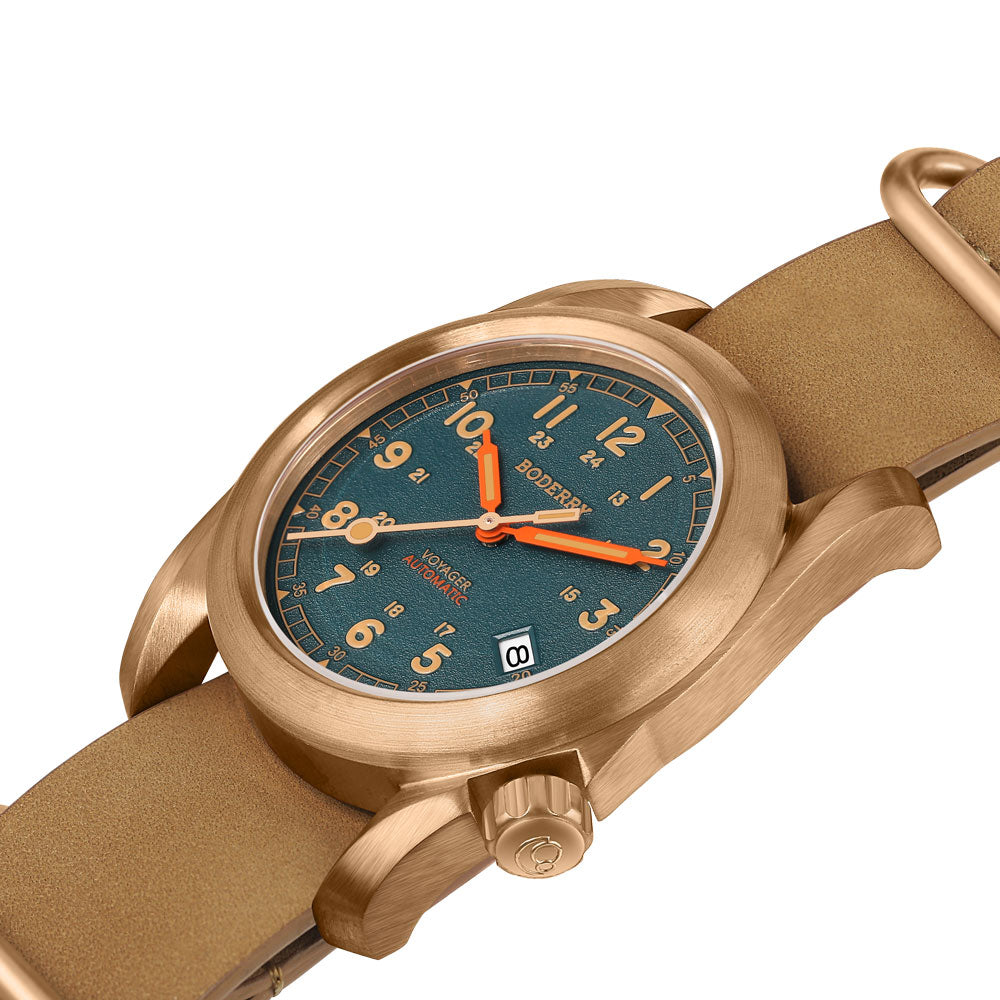 VOYAGER - 100M Waterproof Bronze Automatic Field Watch | Sandstone Green