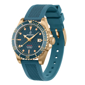 SeaBlue FKM Rubber Strap/Rose Gold Buckle | Suitable for all watches with 20mm lug width