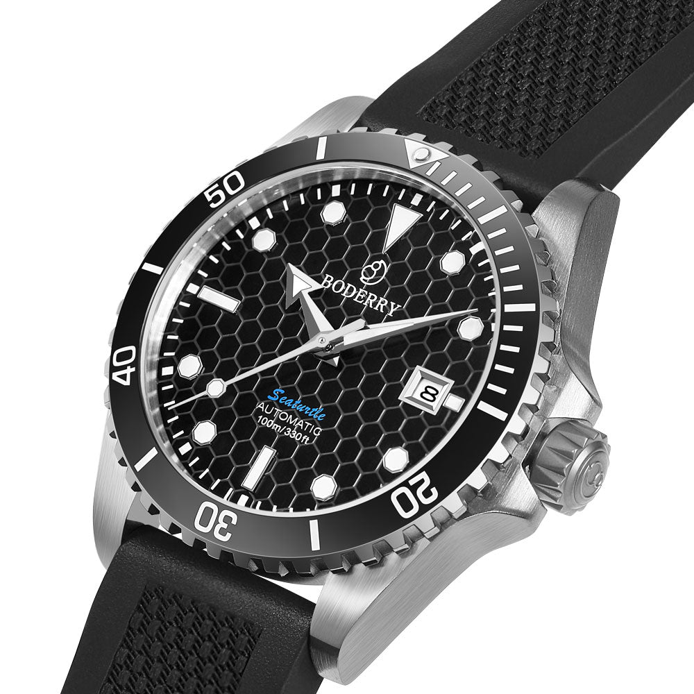 SEATURTLE.OCEAN(TITANIUM) - Automatic Titanium Diver Watch | Black