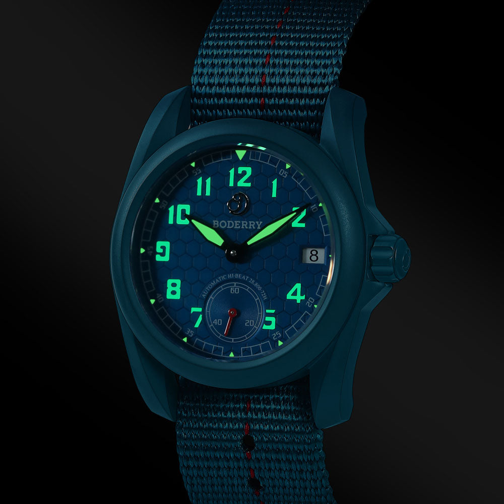 VOYAGER S72 – 72-Hour Power Reserve Titanium Automatic Field Watch, 100M Water Resistant | Cerulean Blue