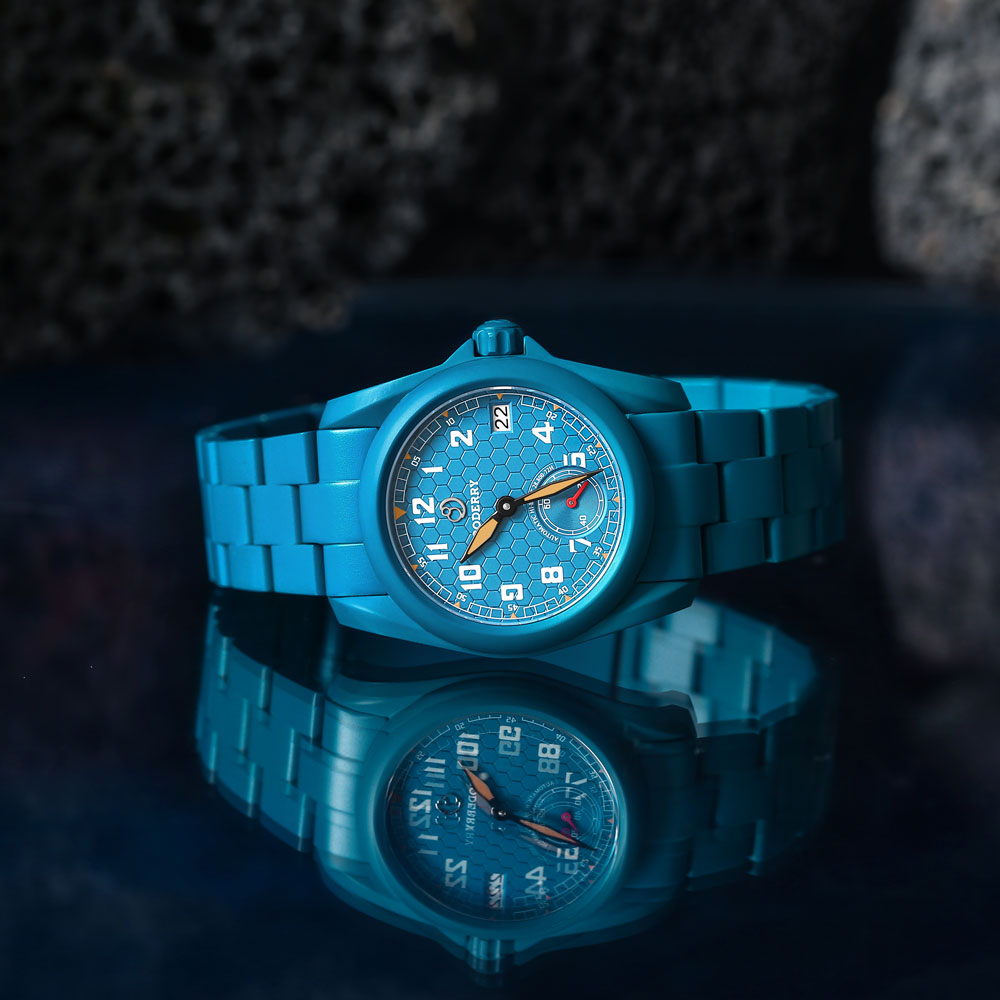 3-link Blue Cerakote-Coated Titanium Bracelet | 22mm lug width,Fits on