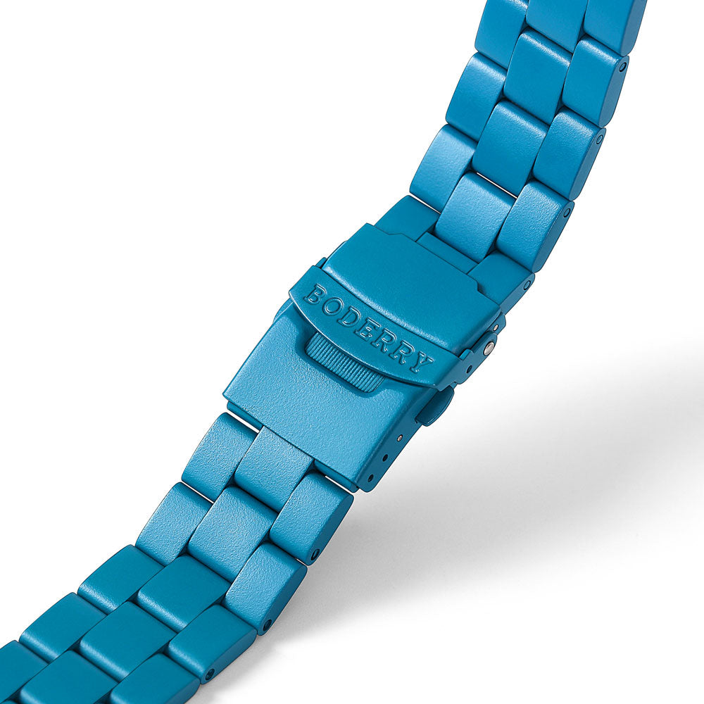 VOYAGER Chronograph - Titanium Mechanical Field Watch, 100M Water Resistant | Cerulean Blue/Bracelet