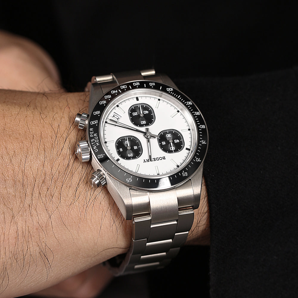 GOLDACE - 100M WR Titanium Mecha-Quartz Chronograph Watch | White