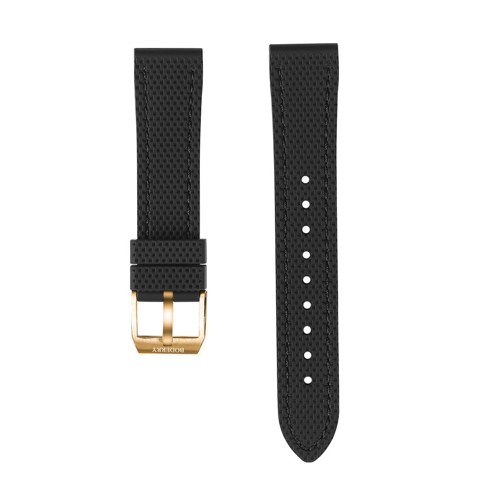Boderry Black Silicone Strap with Rose Gold Buckle | Suitable for all watches with 20mm lug width