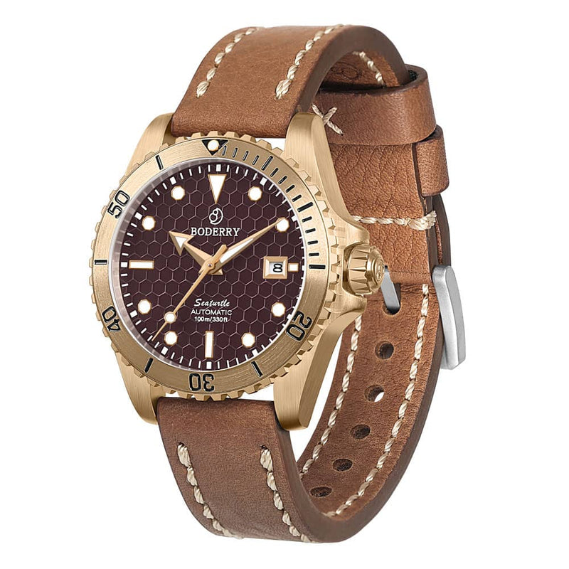 SEATURTLE.OCEAN(BRONZE) Automatic Bronze Diver Watch Red