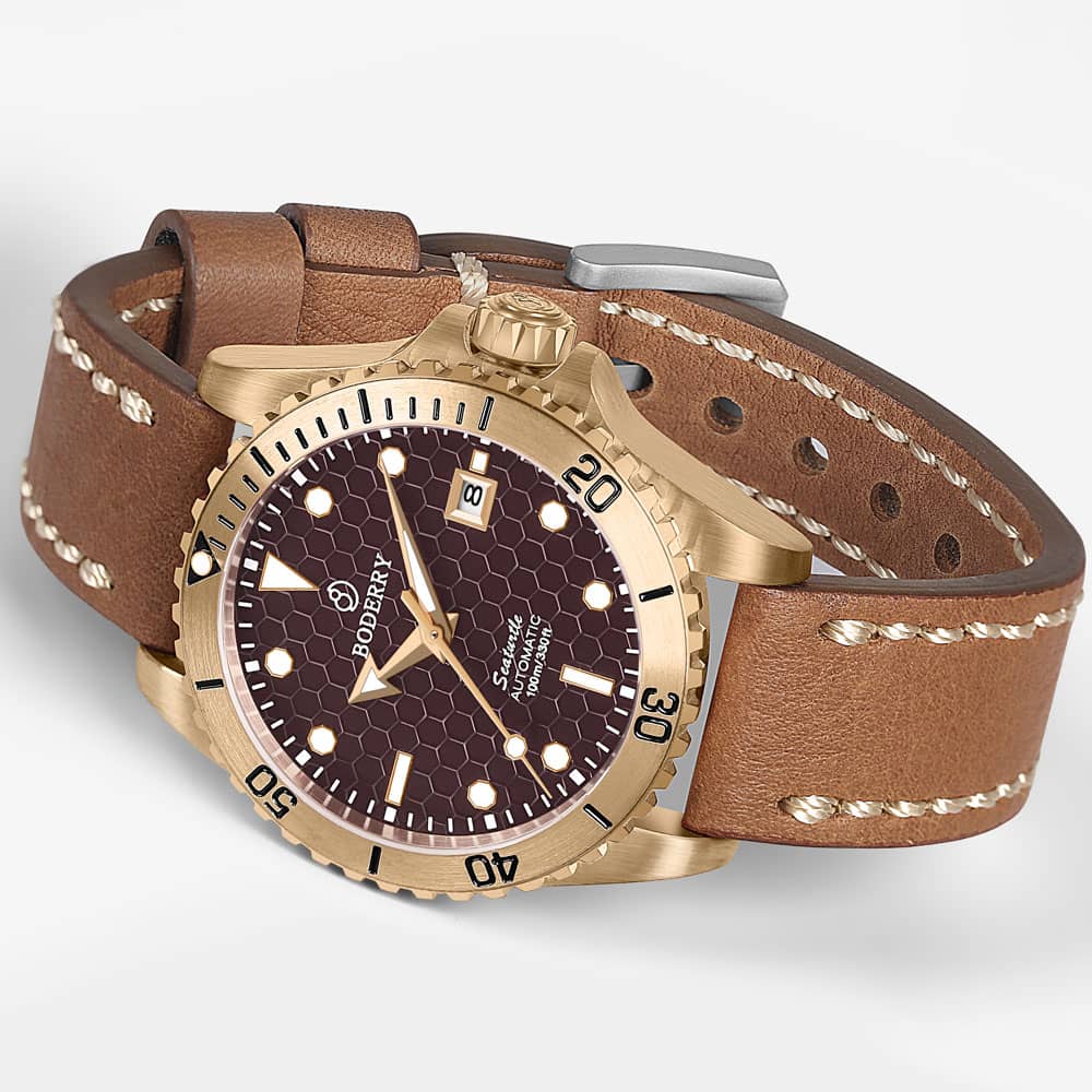 SEATURTLE.OCEAN(BRONZE) - Automatic Bronze Diver Watch | Red