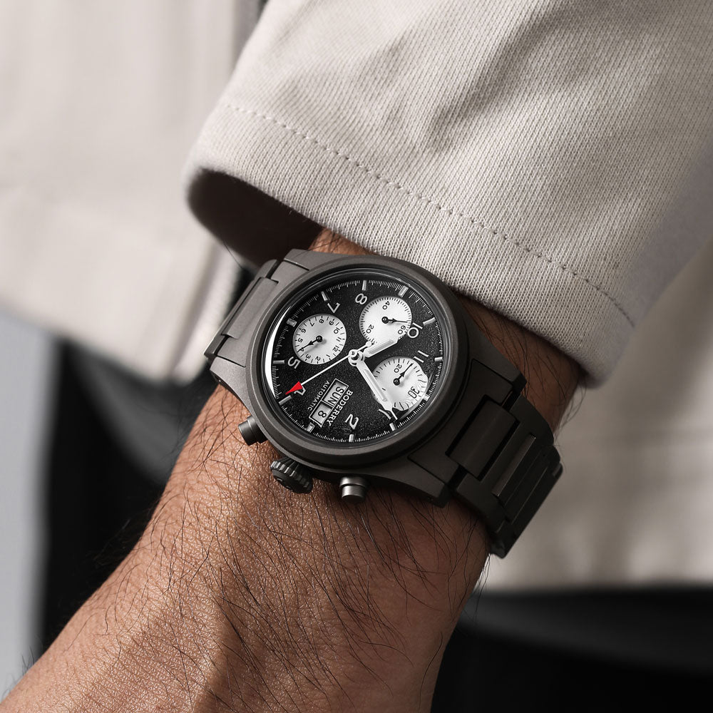 LANDMASTER Chronograph – Titanium Automatic Tritium Field Watch | Reverse Panda-bracelet