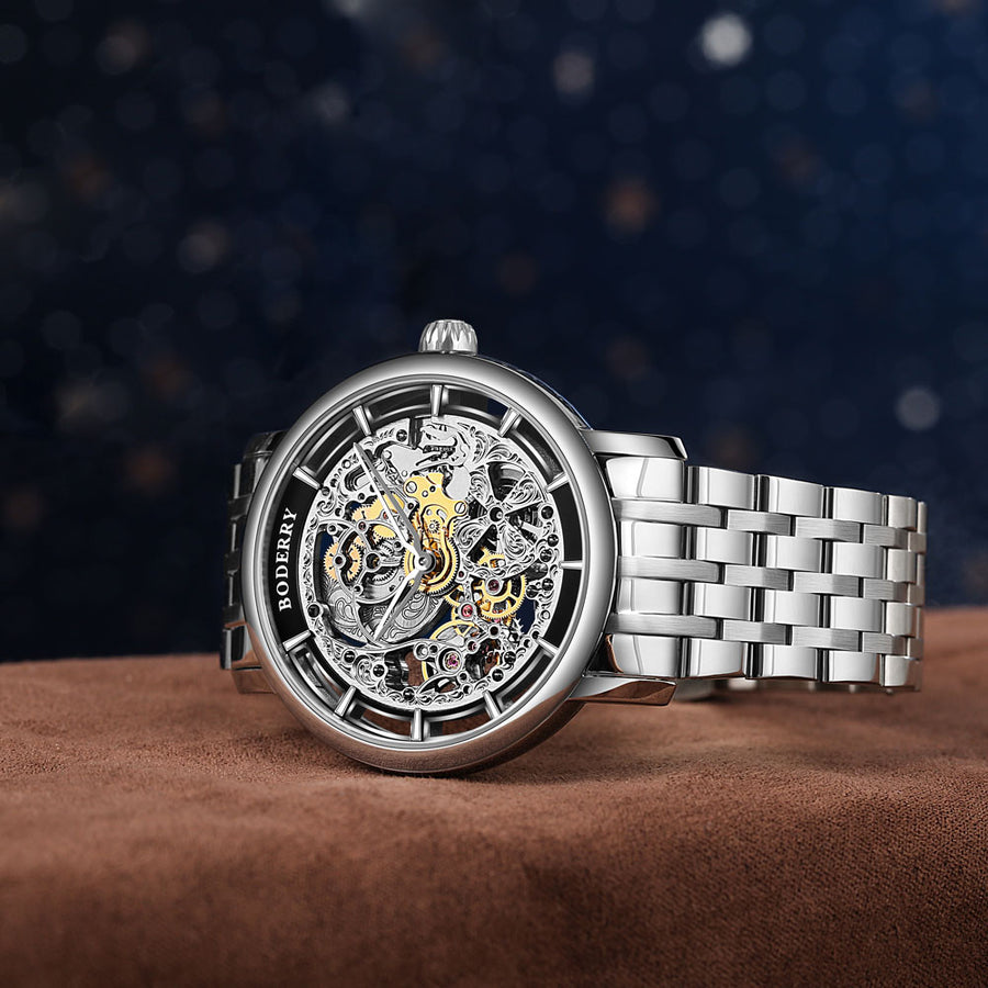Boderry ELITE II - Micro-rotor Automatic Mechanical Watch | Silver