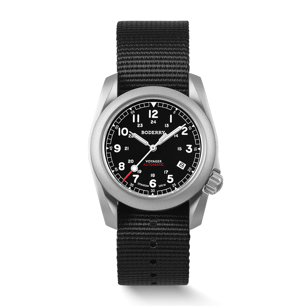 VOYAGER - 100M Waterproof Titanium Automatic Field Watch | Black