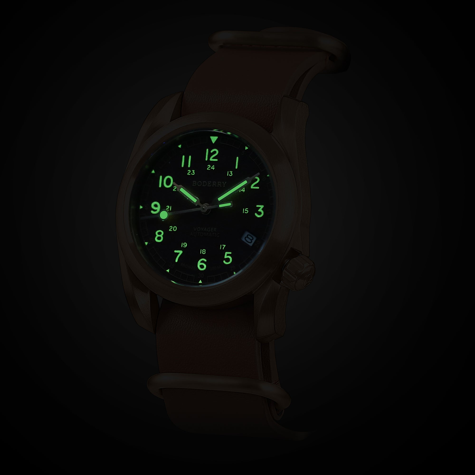 VOYAGER - 100M Waterproof Bronze Automatic Field Watch | Red