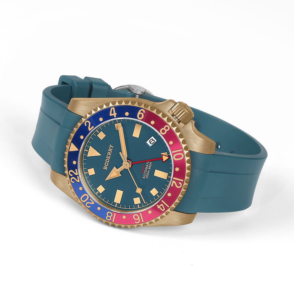 ADMIRAL GMT - 200M Waterproof Bronze Automatic Diver Watch | Blue