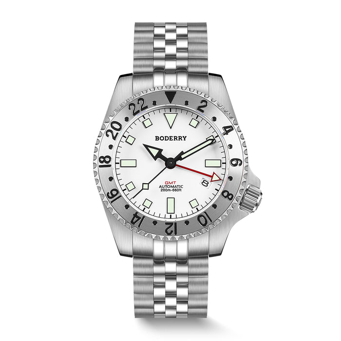 ADMIRAL GMT 200M Waterproof Titanium Automatic Diver Watch WhiteT
