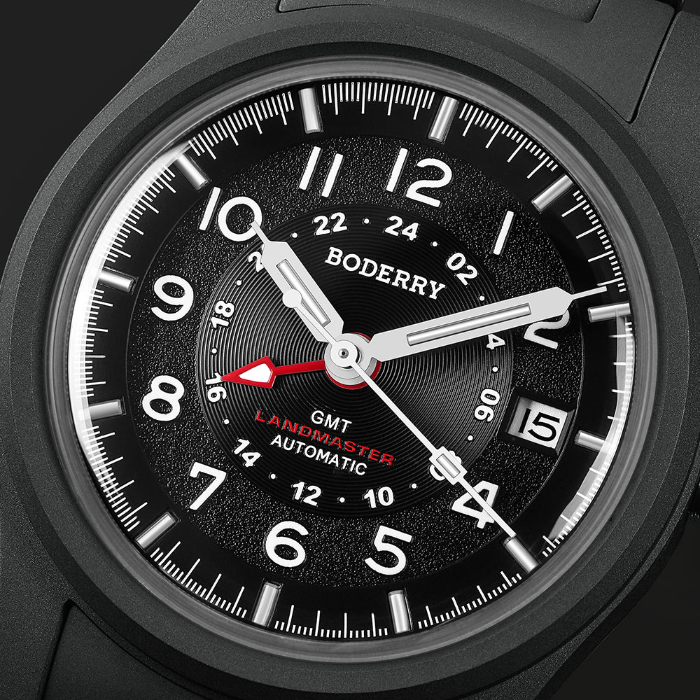 LANDMASTER GMT – Titanium Automatic Tritium Field Watch | Black-bracel