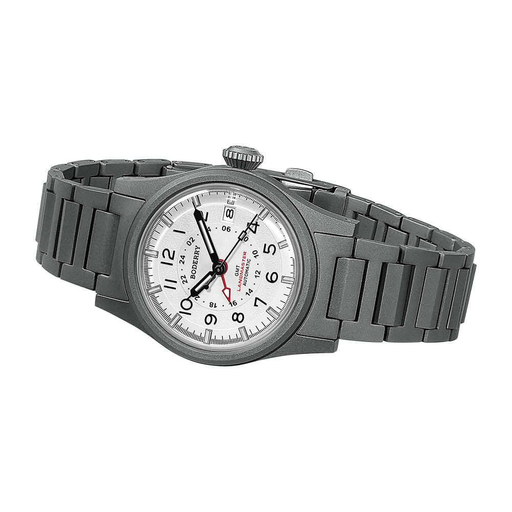 LANDMASTER GMT – Titanium Automatic Tritium Field Watch | White-bracelet