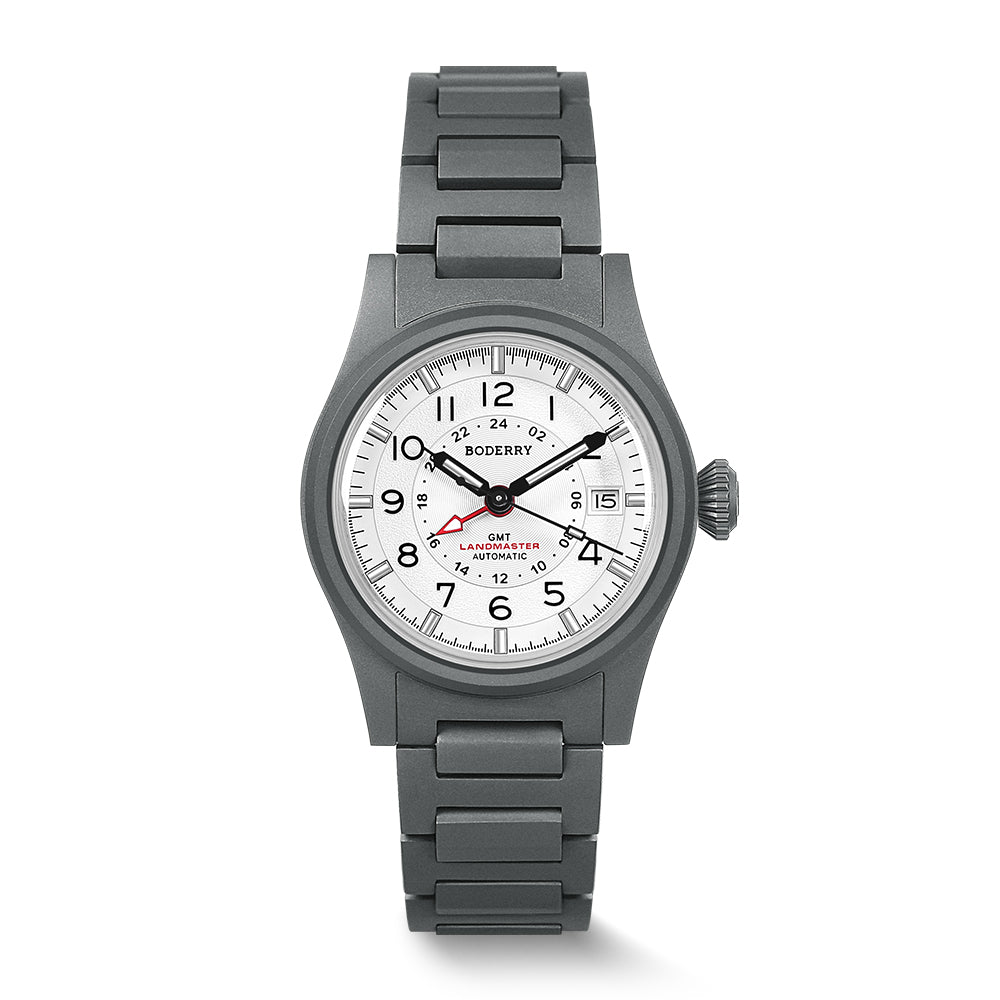 LANDMASTER GMT – Titanium Automatic Tritium Field Watch | White-bracelet