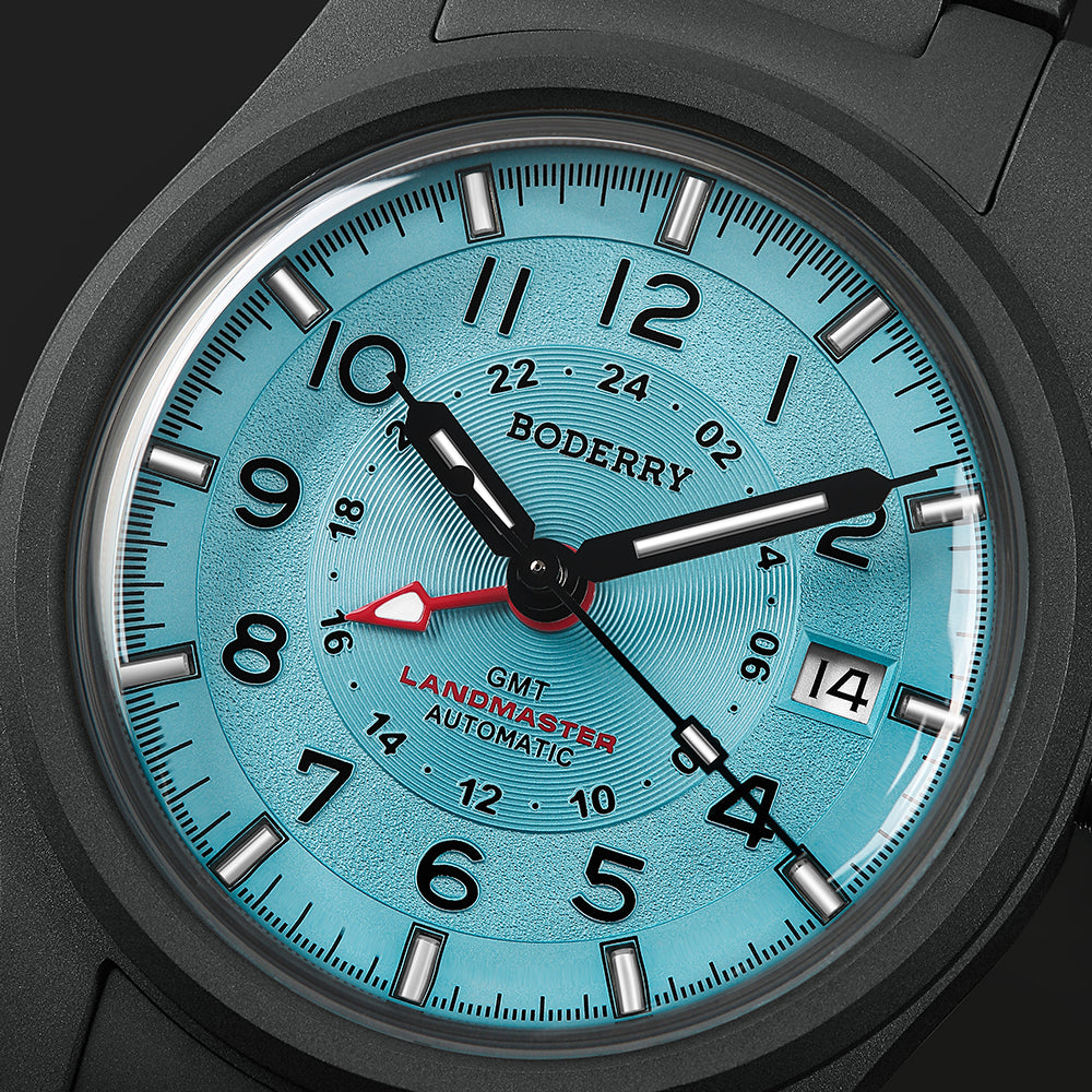 LANDMASTER GMT – Titanium Automatic Tritium Field Watch | Ice Blue-bracelet