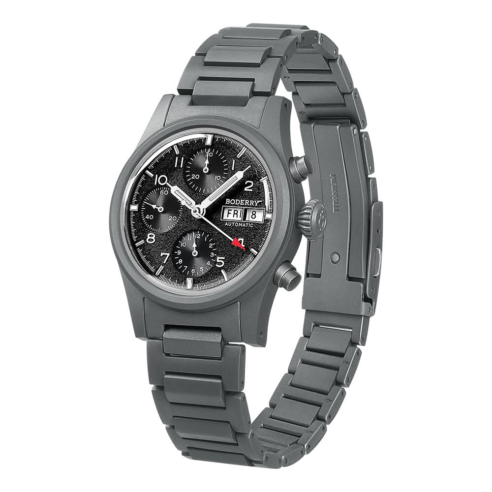 LANDMASTER Chronograph – Titanium Automatic Tritium Field Watch | Black-bracelet