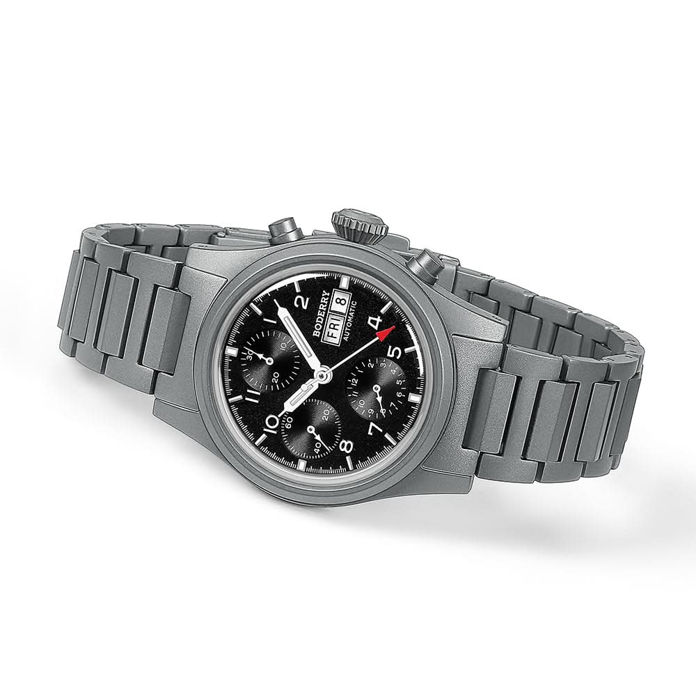 LANDMASTER Chronograph – Titanium Automatic Tritium Field Watch | Black-bracelet