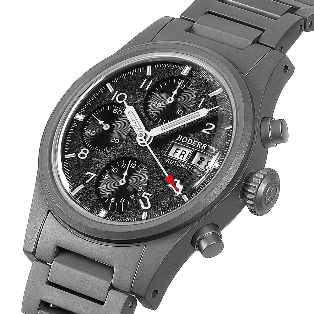 LANDMASTER Chronograph – Titanium Automatic Tritium Field Watch | Black-bracelet