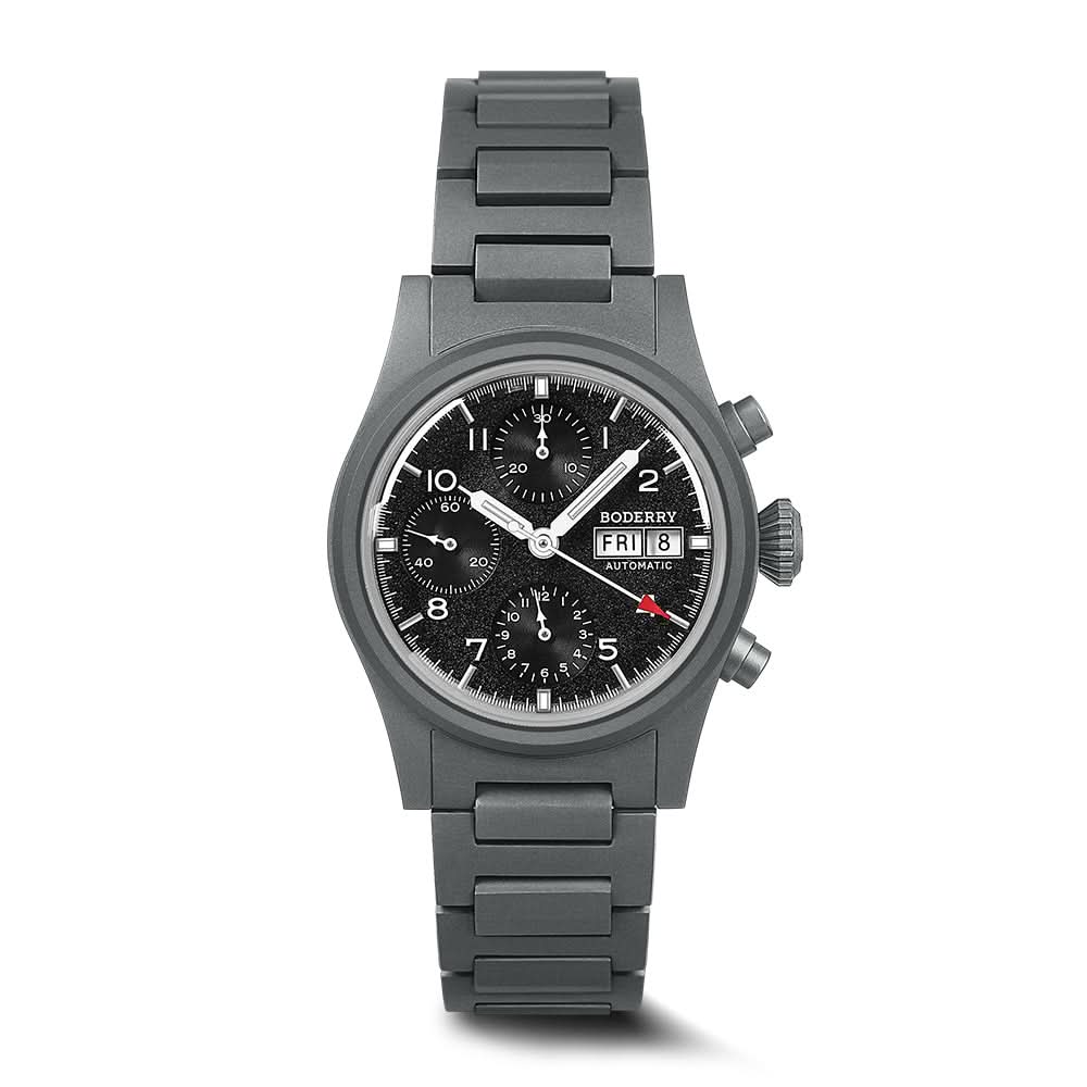 LANDMASTER Chronograph – Titanium Automatic Tritium Field Watch | Black-bracelet