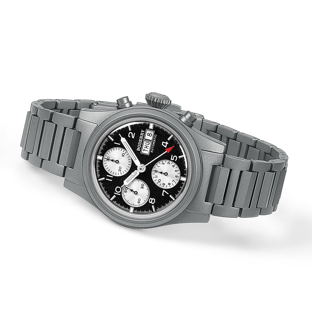 LANDMASTER Chronograph – Titanium Automatic Tritium Field Watch | Reverse Panda-bracelet