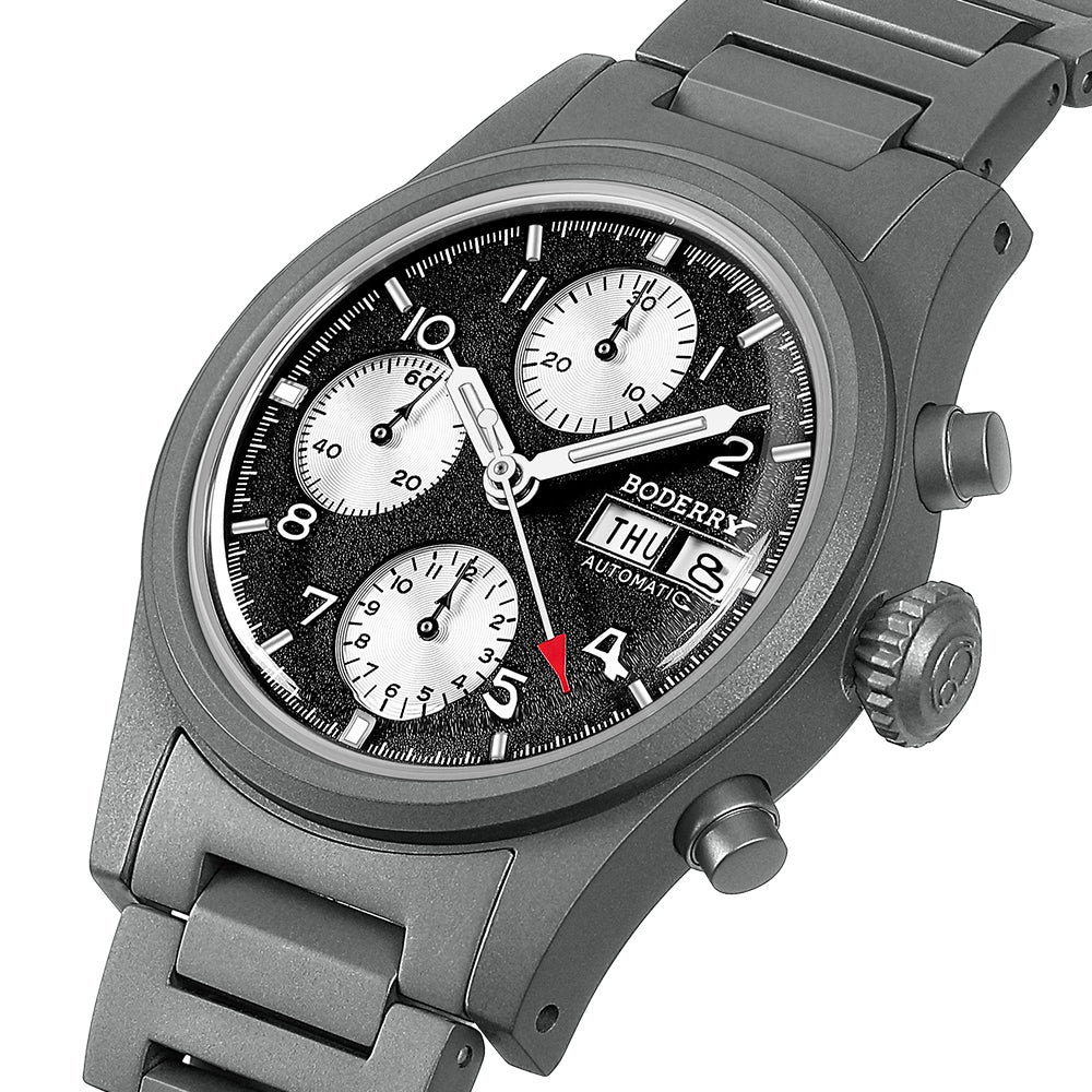LANDMASTER Chronograph – Titanium Automatic Tritium Field Watch | Reverse Panda-bracelet