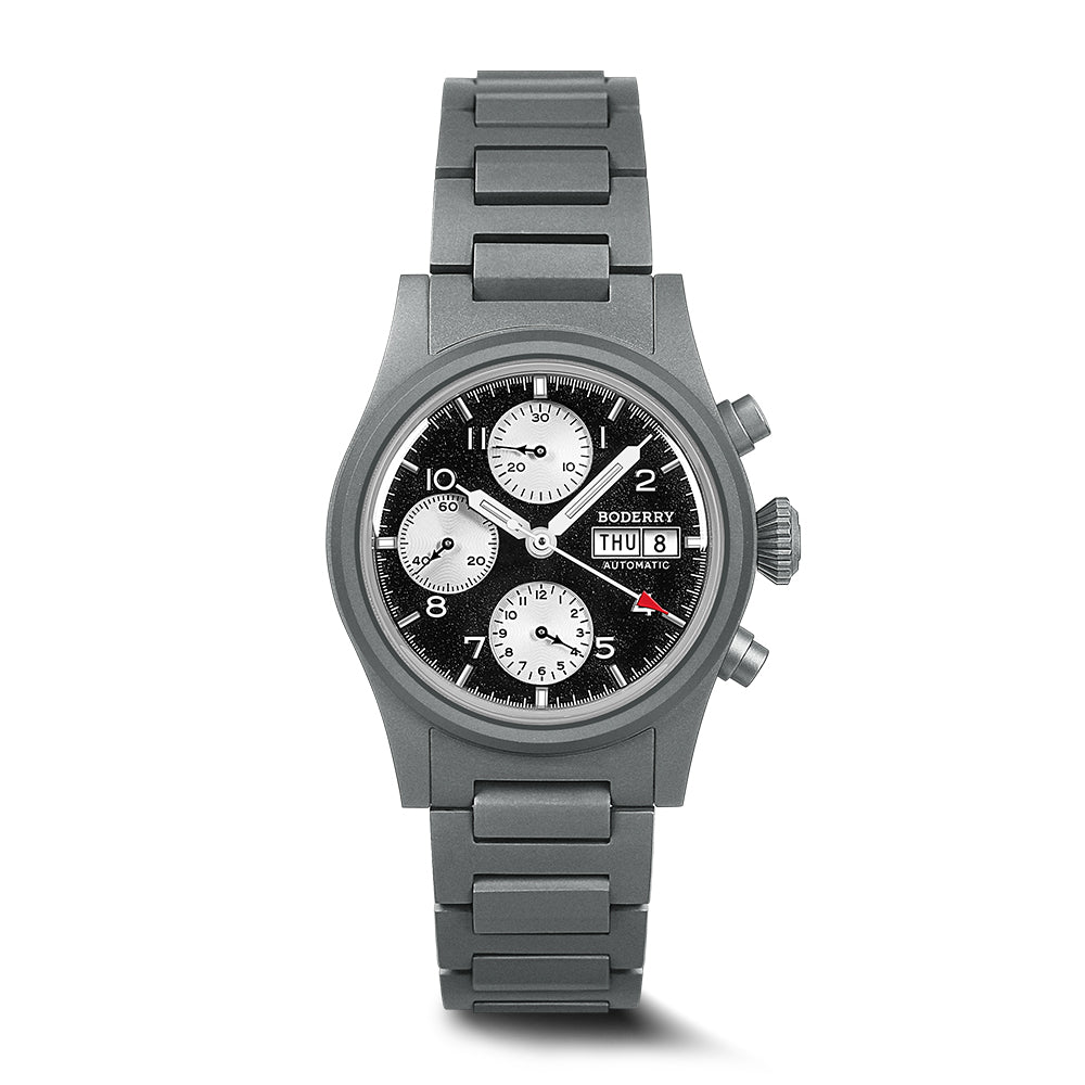 LANDMASTER Chronograph – Titanium Automatic Tritium Field Watch | Reverse Panda-bracelet