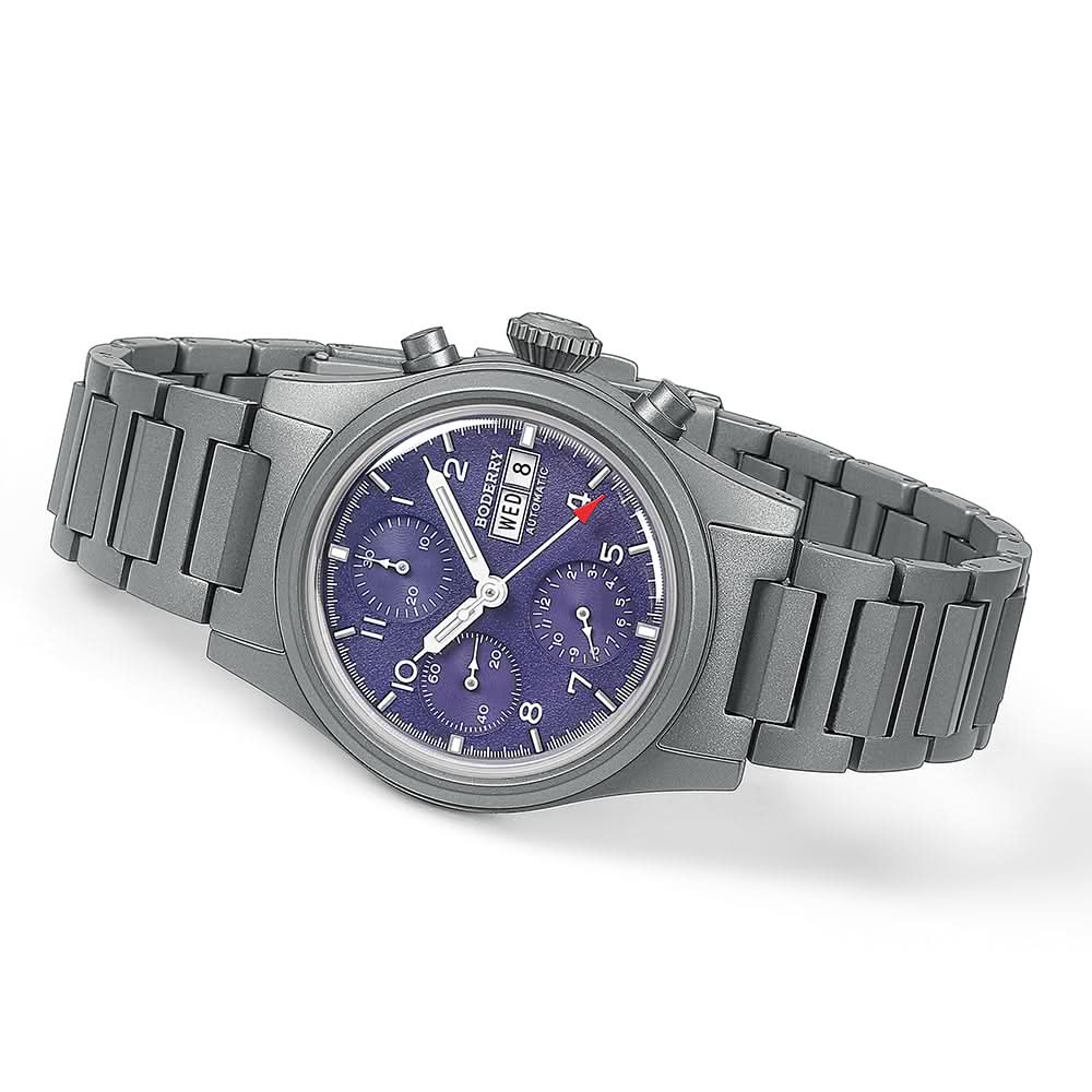 LANDMASTER Chronograph – Titanium Automatic Tritium Field Watch | Purple-bracelet
