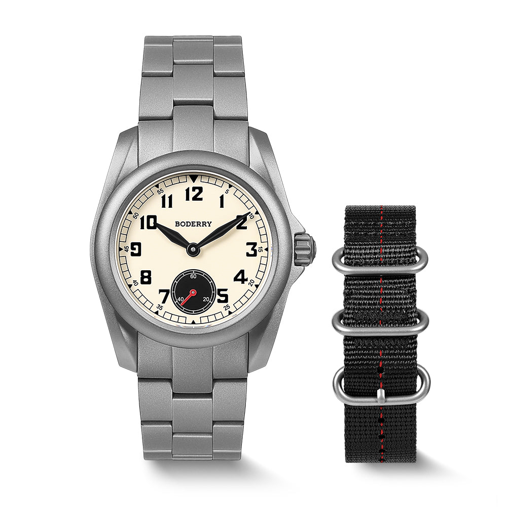 VOYAGER S72 – 72-Hour Power Reserve Titanium Automatic Field Watch, 100M Water Resistant | Cream/Bracelet