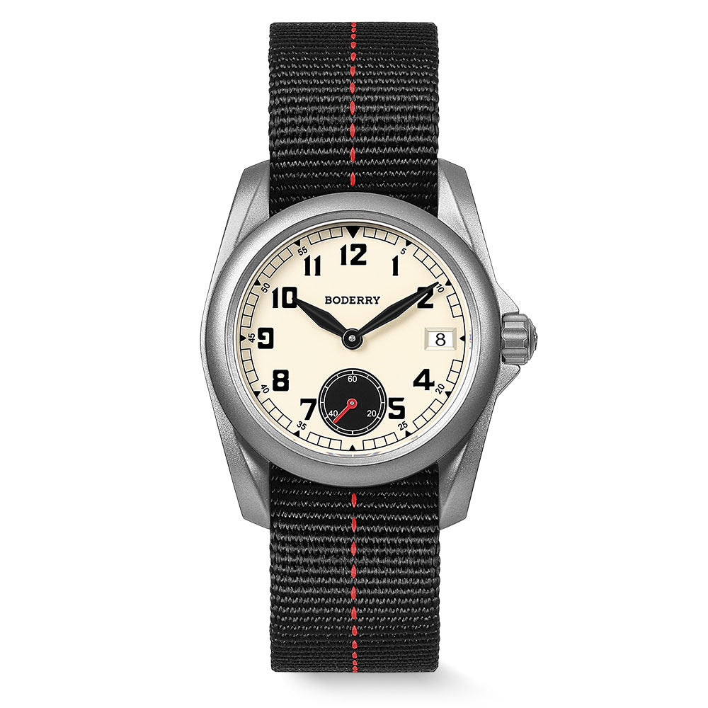 VOYAGER S72 – 72-Hour Power Reserve Titanium Automatic Field Watch, 100M Water Resistant | Cream