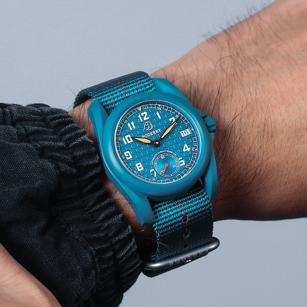 VOYAGER S72 – 72-Hour Power Reserve Titanium Automatic Field Watch, 100M Water Resistant | Cerulean Blue