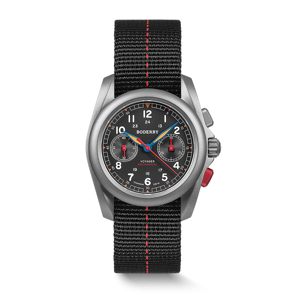 VOYAGER Chronograph - Titanium Mechanical Field Watch, 100M Water Resistant | Grey