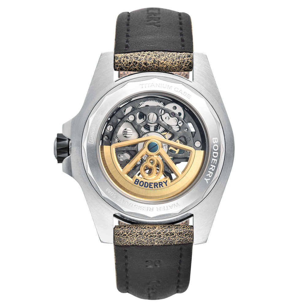 URBAN SKELETON(TITANIUM) Ver 2.0-Silver Hands - 3-Hand Hi-beat(28,800 bph) with 72 hrs Power-reserve Automatic Watch | Blue Dial