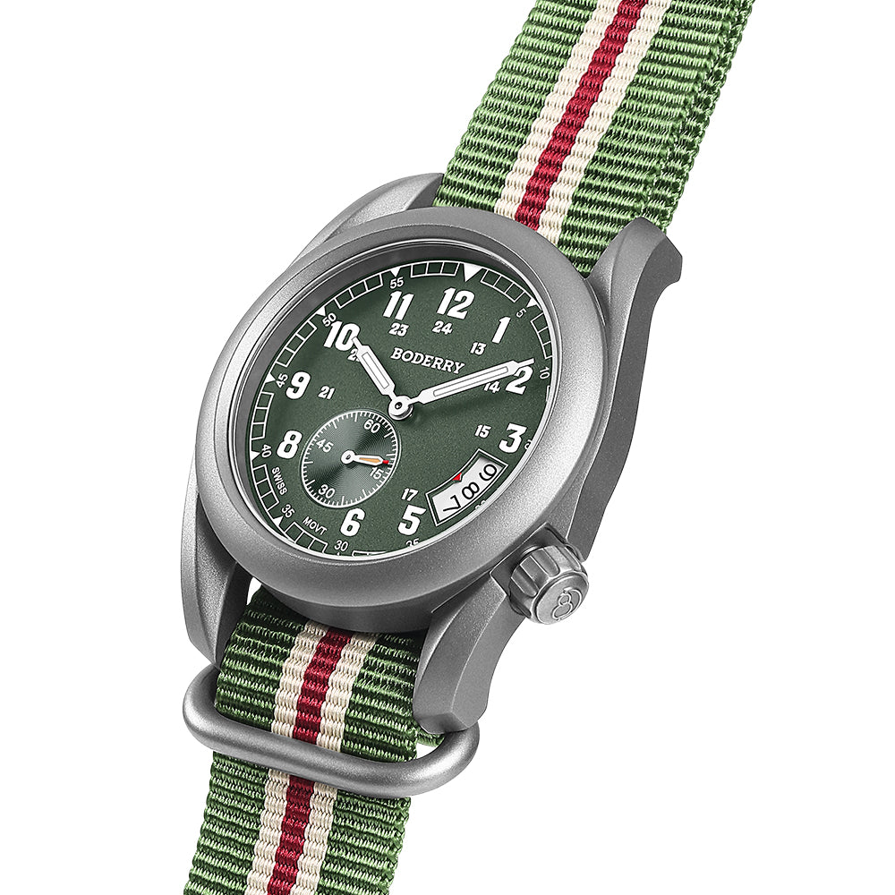 VOYAGER 38 - 100M Waterproof Titanium Field Watch | Green